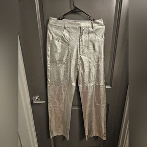 NWOT Metallic Silver Cargo Pants